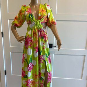 GREEN FLOWER MAXI DRESS